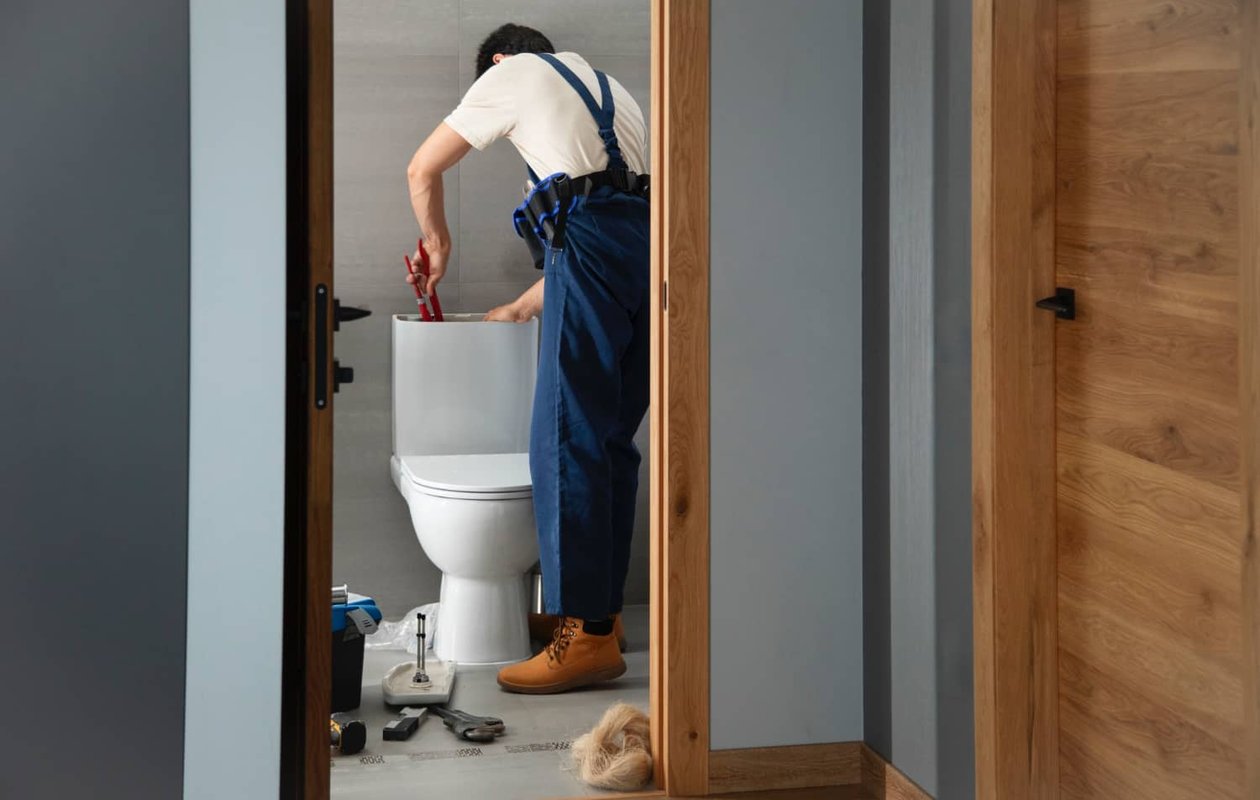 Licensed plumber completing plumbing repairs